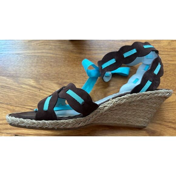 Salvatore Ferragamo Womens Wedge Espadrille Sandals US 6 1/2 6.5 Wrap Shoes - Picture 2 of 7